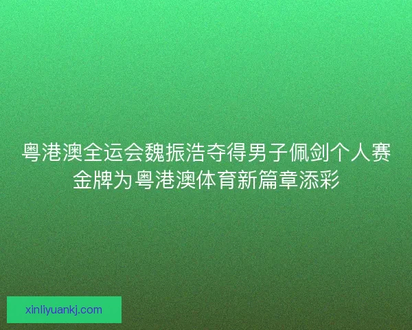 粤港澳全运会魏振浩夺得男子佩剑个人赛金牌为粤港澳体育新篇章添彩